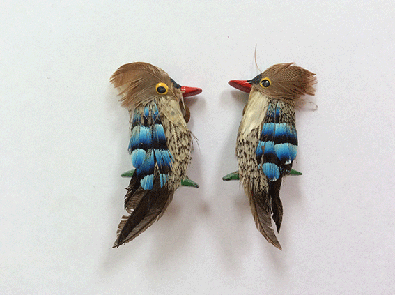 clips-on earrings made from feathers